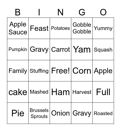 Thanksgiving Words! Bingo Card