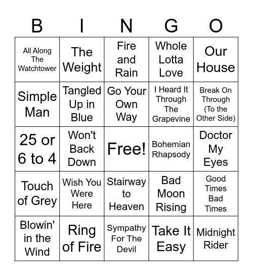Music Bingo-2 Bingo Card