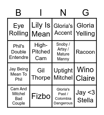 Modern Family BINGO! Bingo Card