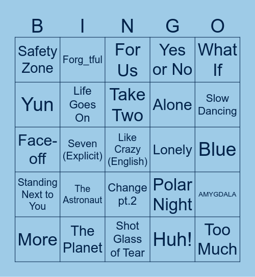 for games Bingo Card