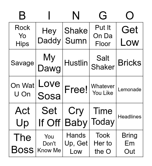 Trap Bingo Card