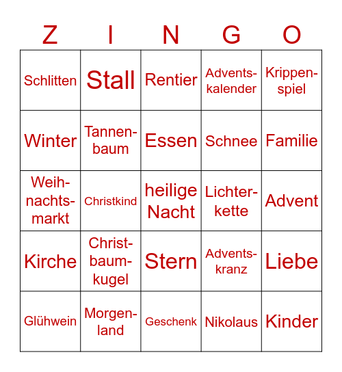 Das ZSS-Bingo Card