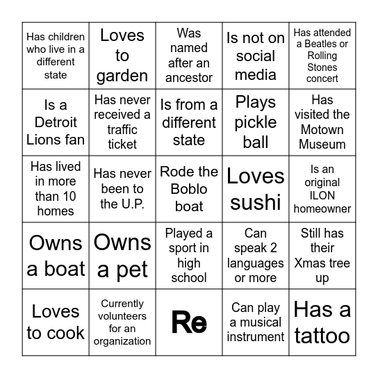 ILON Neighbor Bingo Card