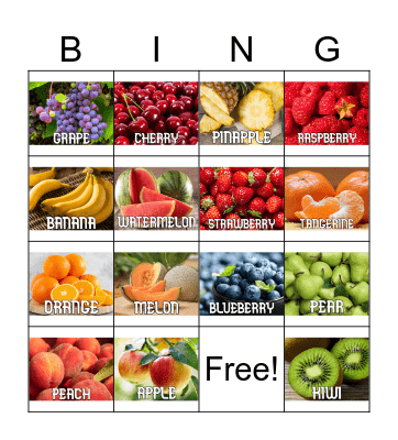 Fruits Bingo Card