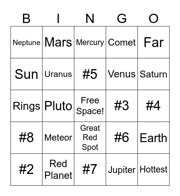 Planets Bingo Card