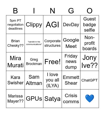 Thanksgiving 2023 Bingo Card