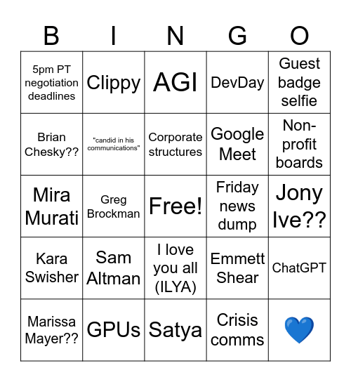 Thanksgiving 2023 Bingo Card