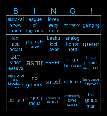 infingo Bingo Card