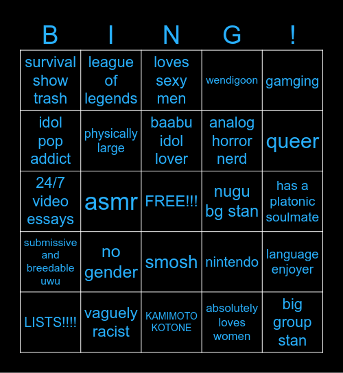 infingo Bingo Card