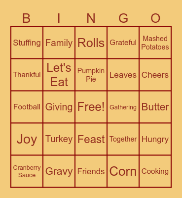 Thanksgiving Bingo Card