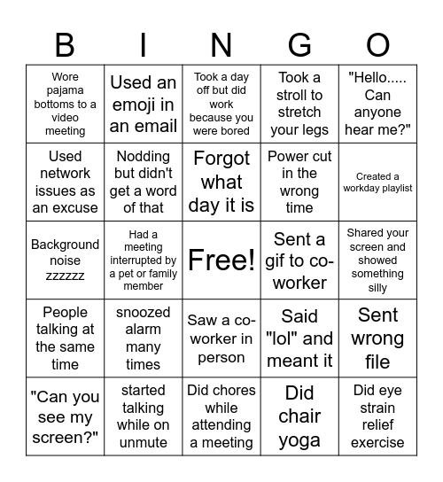 remote bingo Card