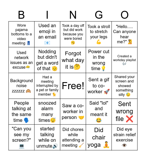 Remote Bingo Card