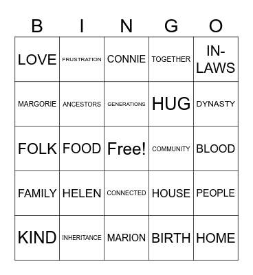 FAMILY BINGO Card