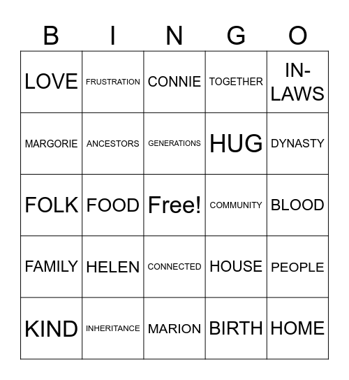 FAMILY BINGO Card