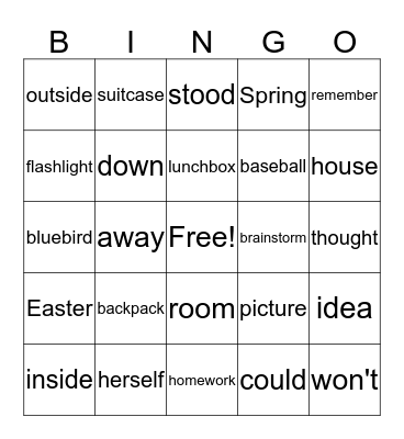 Peter's Chair Bingo Card