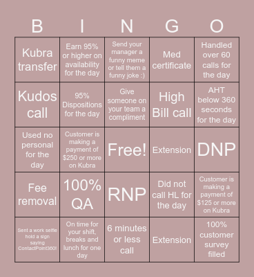 ContactPoint360 BINGO! Bingo Card