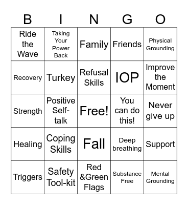 Seeking Safety Bingo Card