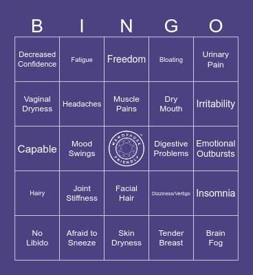 Menopause Friendly Bingo Card