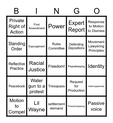 Movement Lawyering Clinic Fall 2023 Bingo Card
