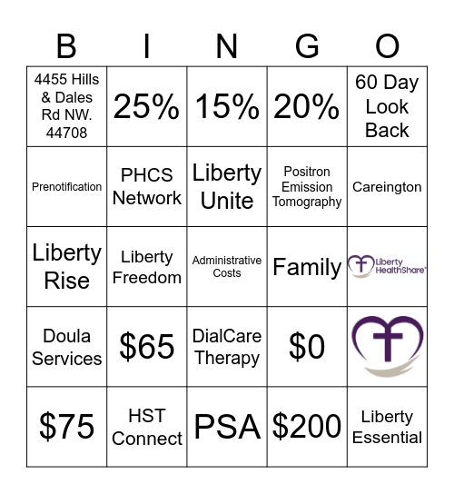 Liberty HealthShare Bingo Card
