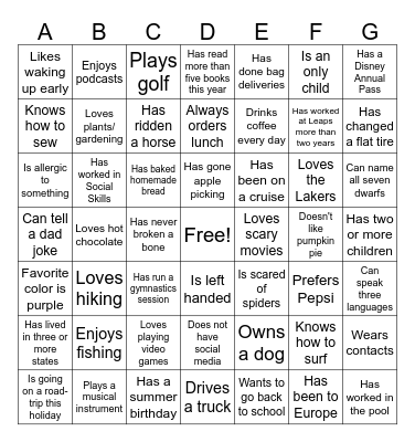 Leaps n Boundz Bingo Card