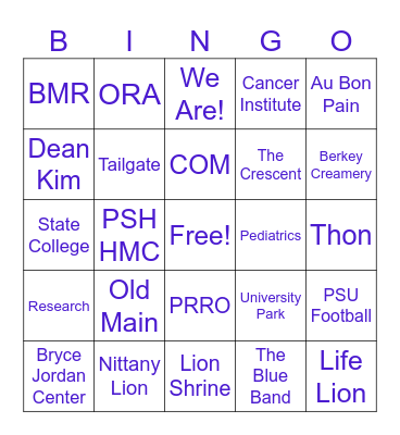 PSU Holiday  Bingo Card