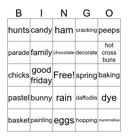 Happy Easter Bingo Card