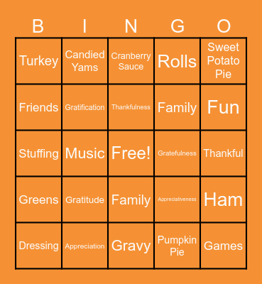 Thanksgiving Bingo Card