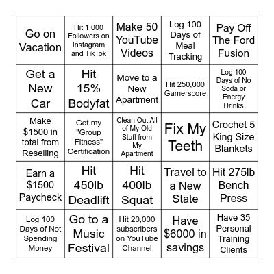 2024 New Years Resolution Bingo Card Bingo Card