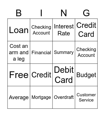 Money Matters Bingo Card