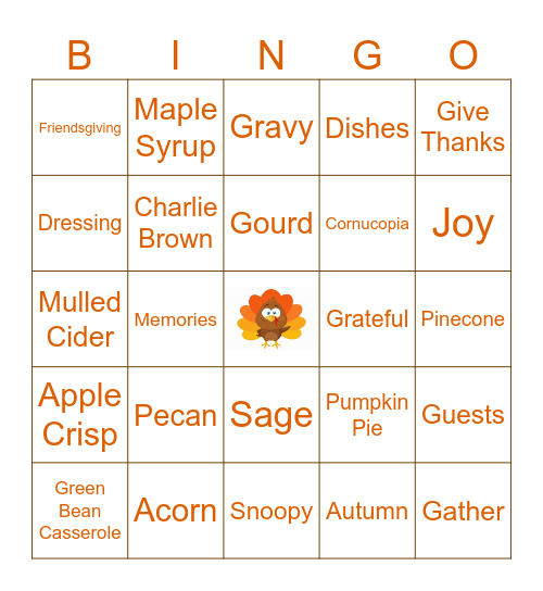 Thanksgiving Bingo! Bingo Card