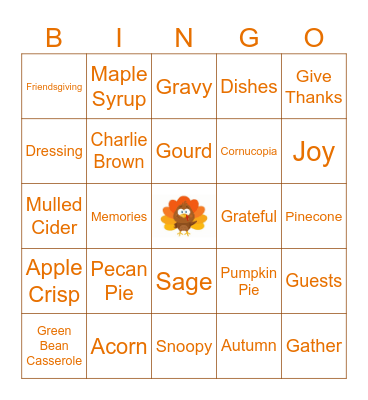 Thanksgiving Bingo! Bingo Card