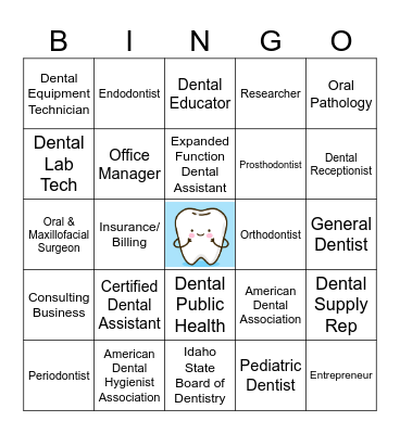 Dental Profession BIngo Card
