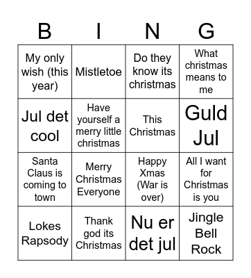 JULEMUSIK BANKO Bingo Card