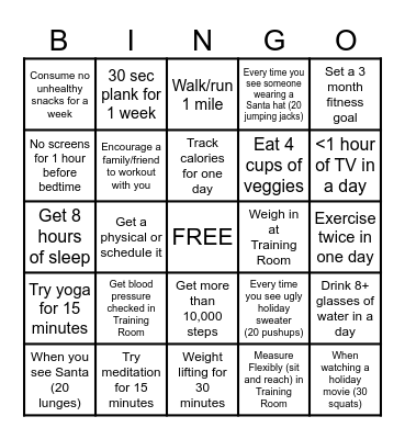 Winter Bingo Challenge! Bingo Card