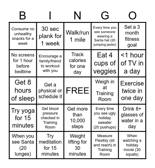 Winter Bingo Challenge! Bingo Card