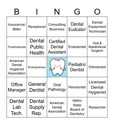 Dental Professions Bingo Card