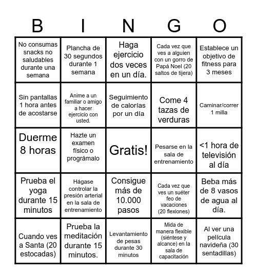 Desafío de Bingo de Invierno Bingo Card