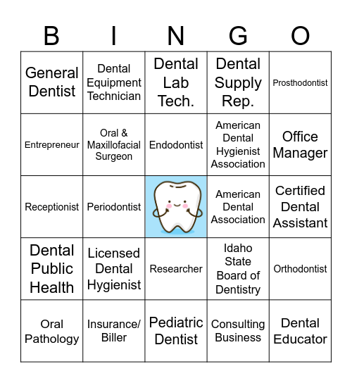 Dental Professions Bingo Card