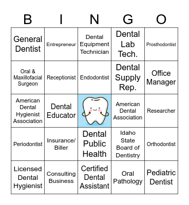 Dental Professions Bingo Card