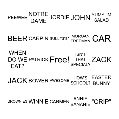 BOWER BINGO Card