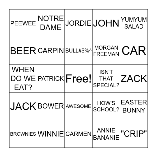 BOWER BINGO Card