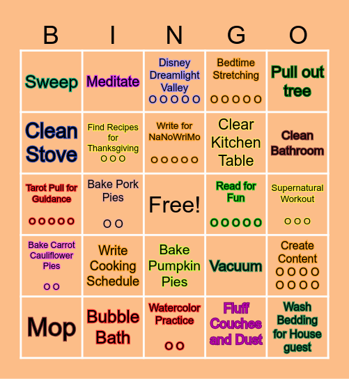 Thanksgiving Week Bingo Card