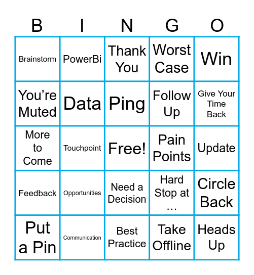 AH Meeting Bingo Card