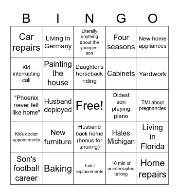 Erica Bingo Card