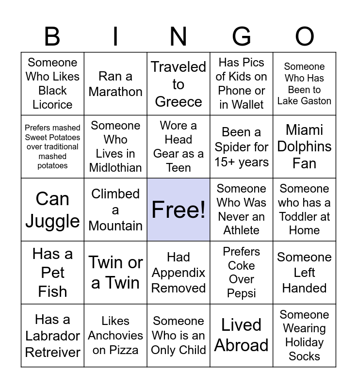 Spider Bingo Card