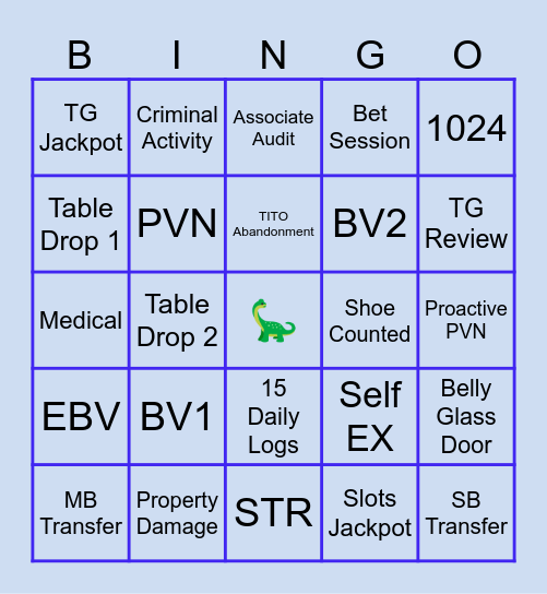 Surveillance Bingo Card