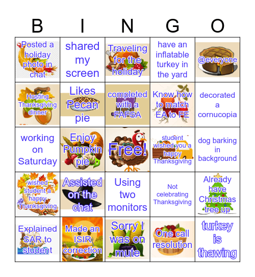 Thanksgiving LFAC BINGO Card