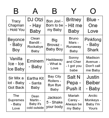 Baby Bingo Card