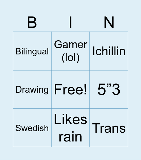 Noah Bingo Card